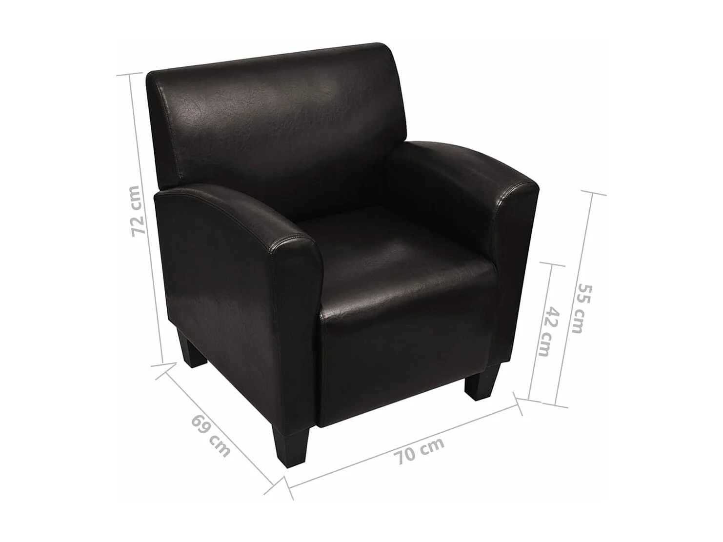 Fauteuil de fauteuil Marron foncé Similicuir