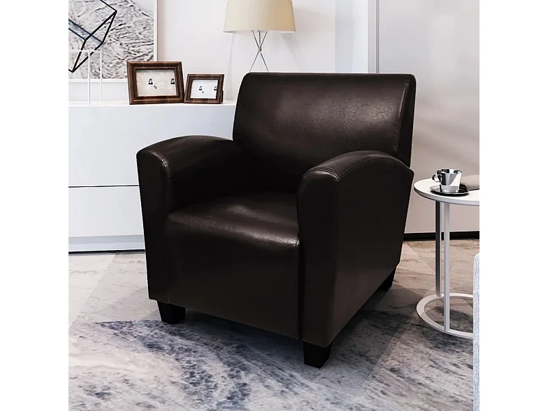 Fauteuil kunstleer donkerbruin