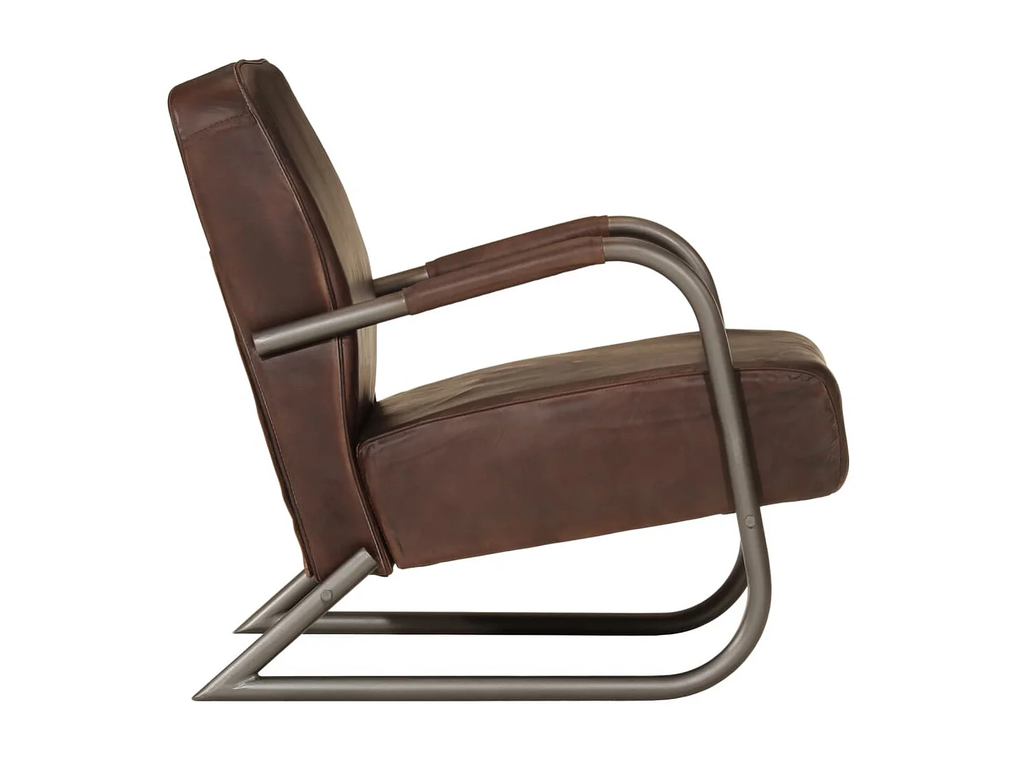 Fauteuil echt leer bruin