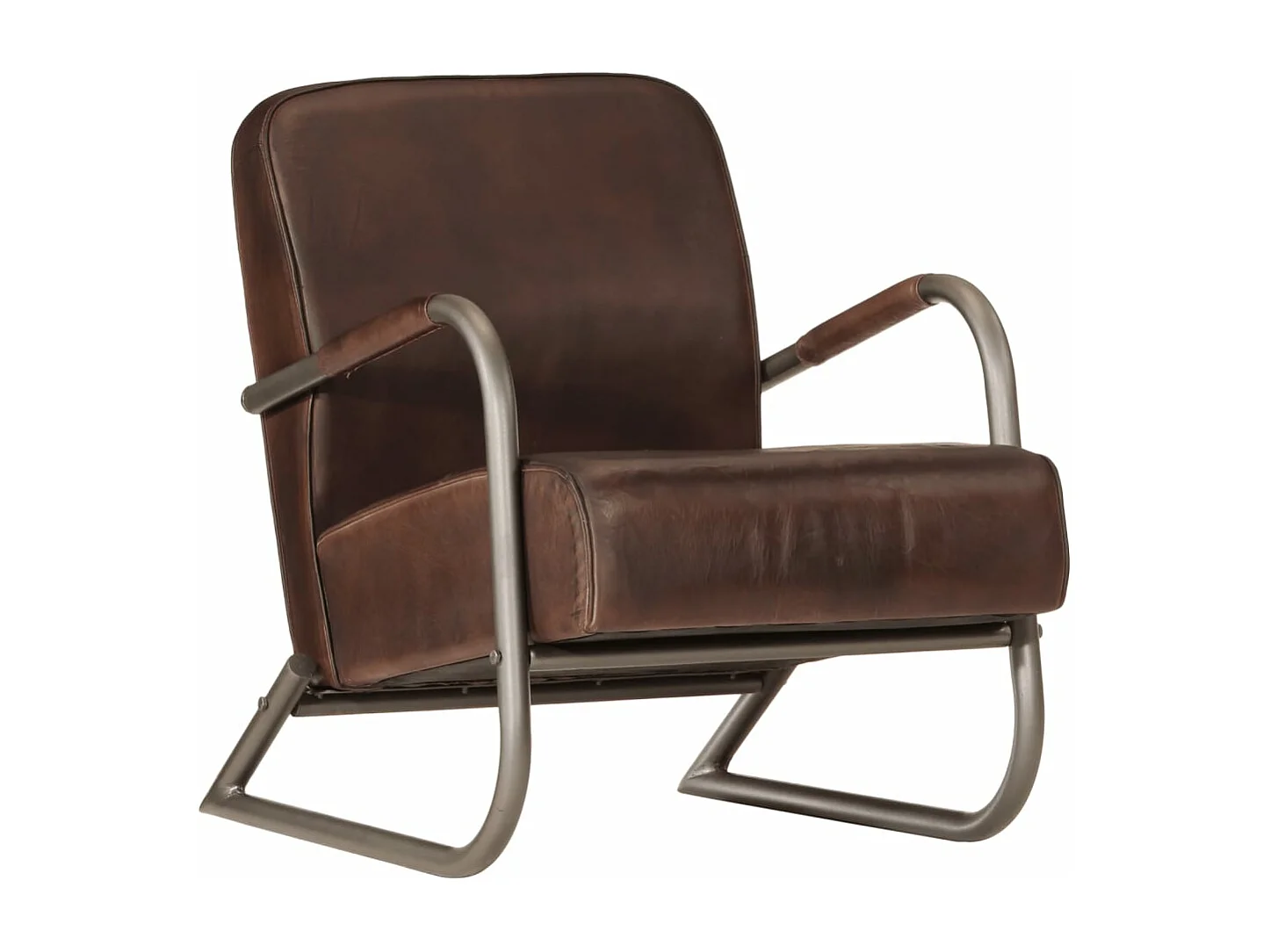 Fauteuil echt leer bruin