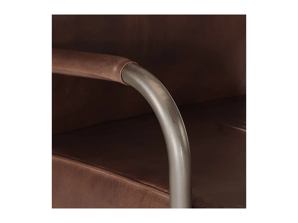 Sillón de cuero auténtico marrón