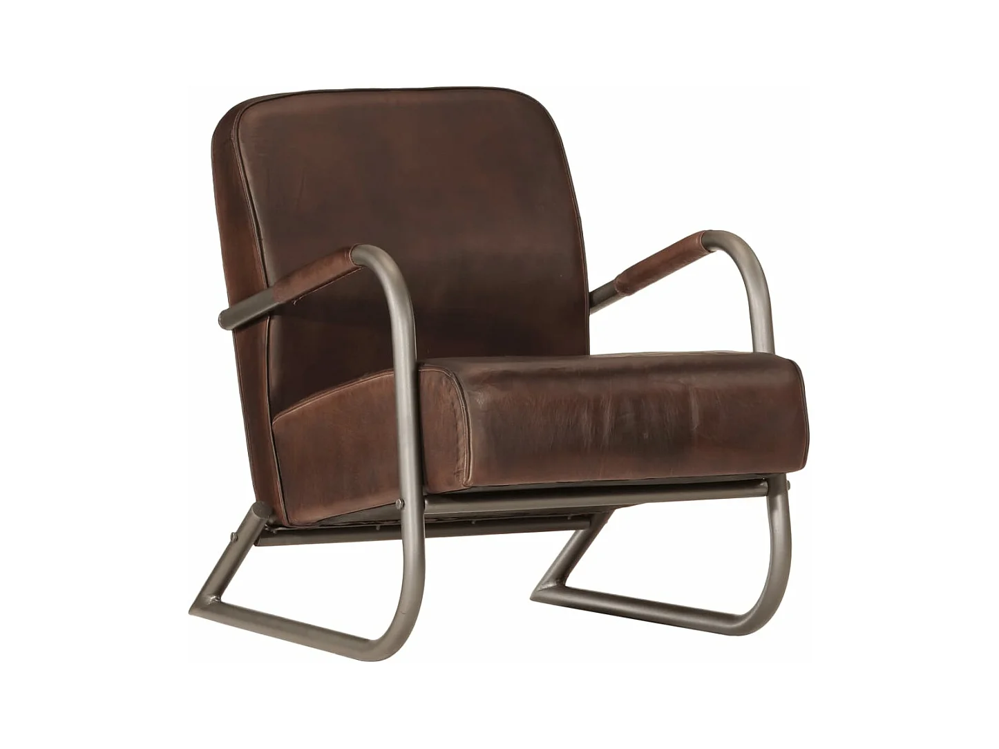 Sillón de cuero auténtico marrón