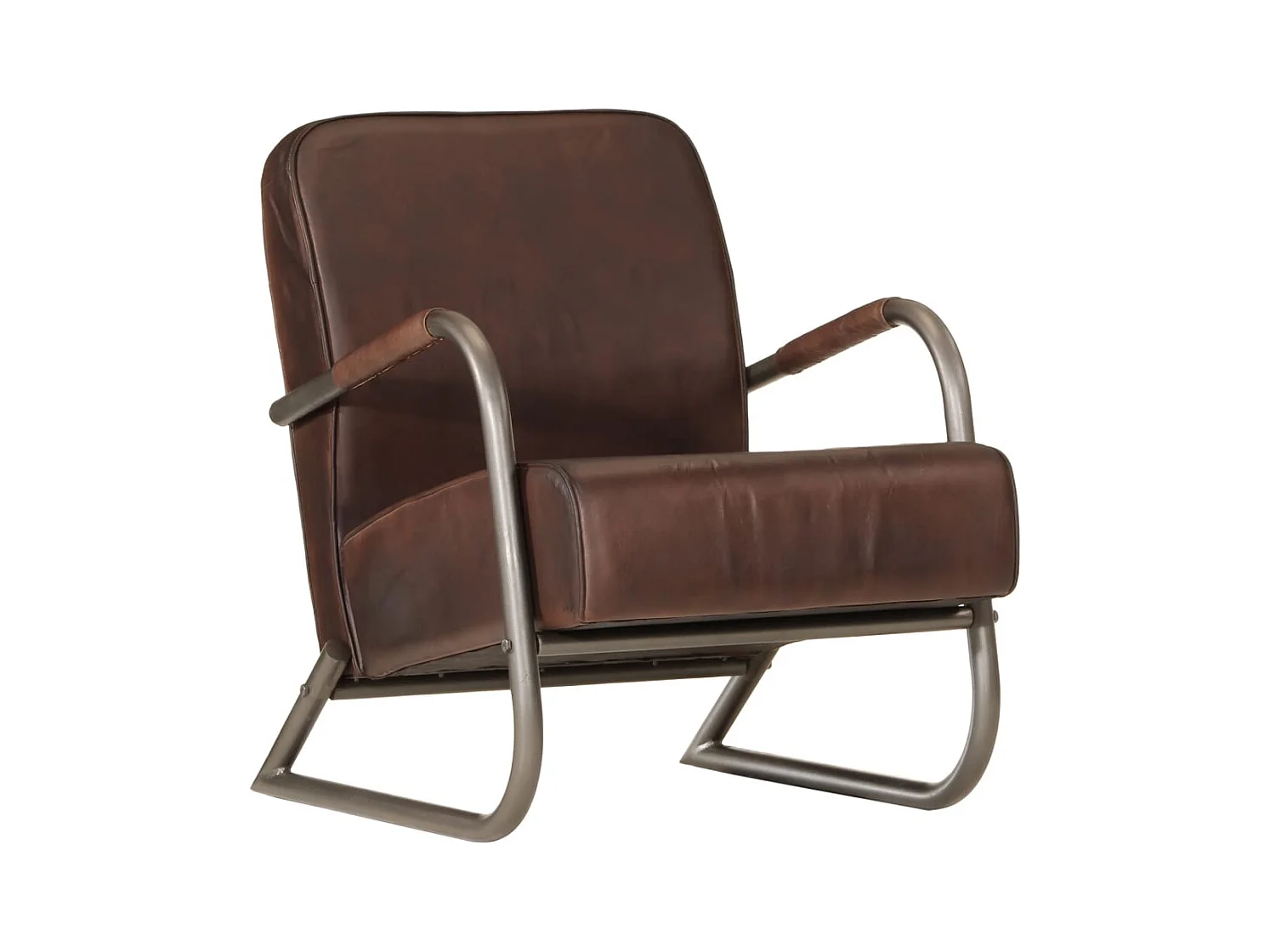 Sillón de cuero auténtico marrón