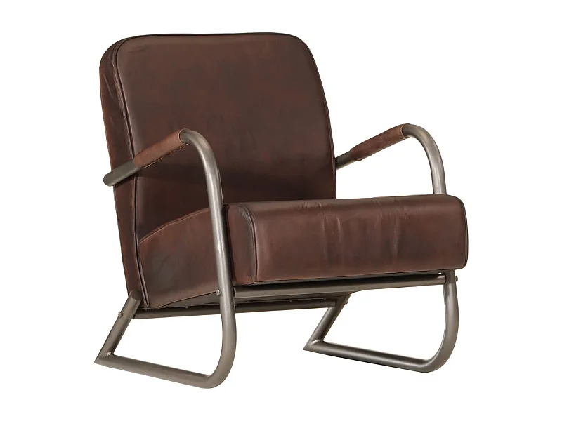 Fauteuil echt leer bruin