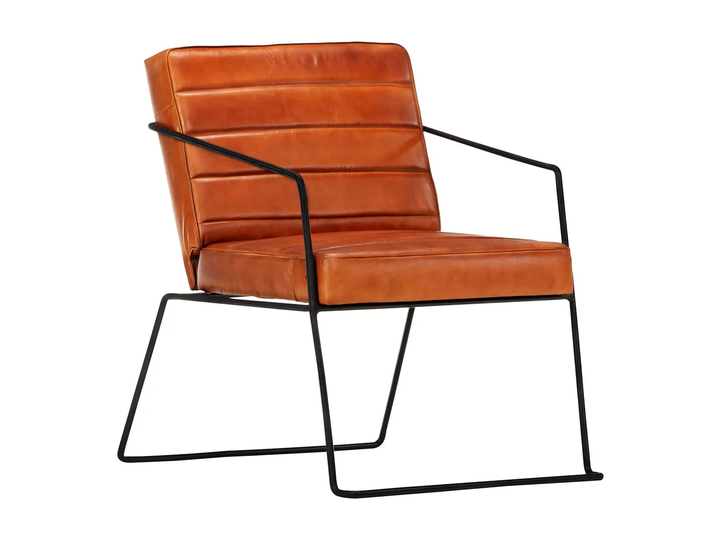 Fauteuil Brun roux Cuir véritable