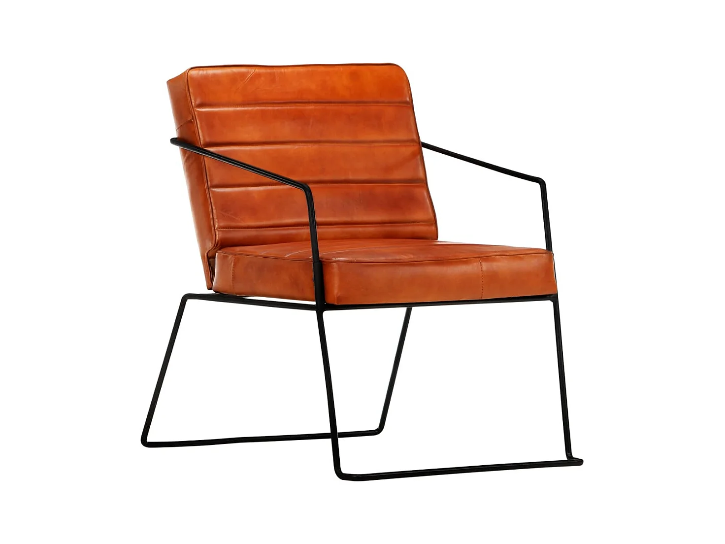 Sillón de cuero auténtico marrón canela