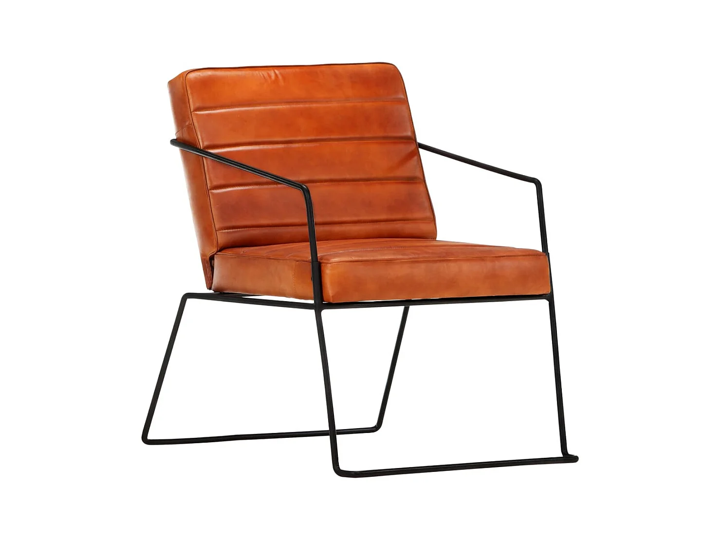 Sillón de cuero auténtico marrón canela