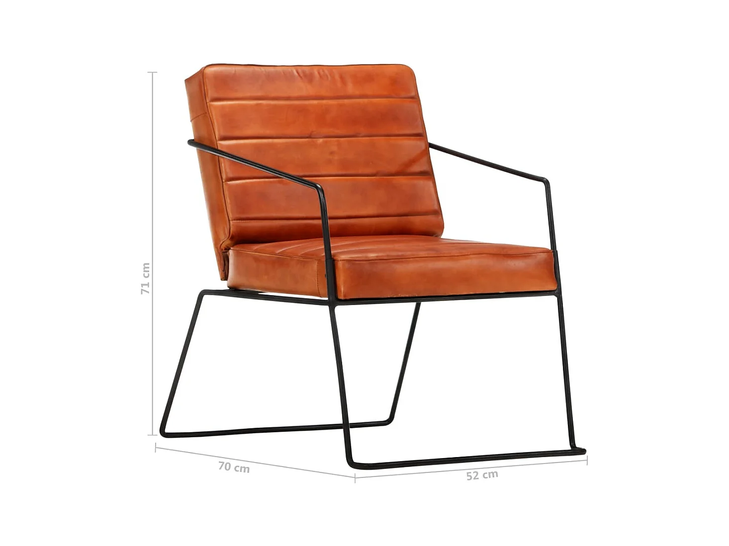 Sillón de cuero auténtico marrón canela