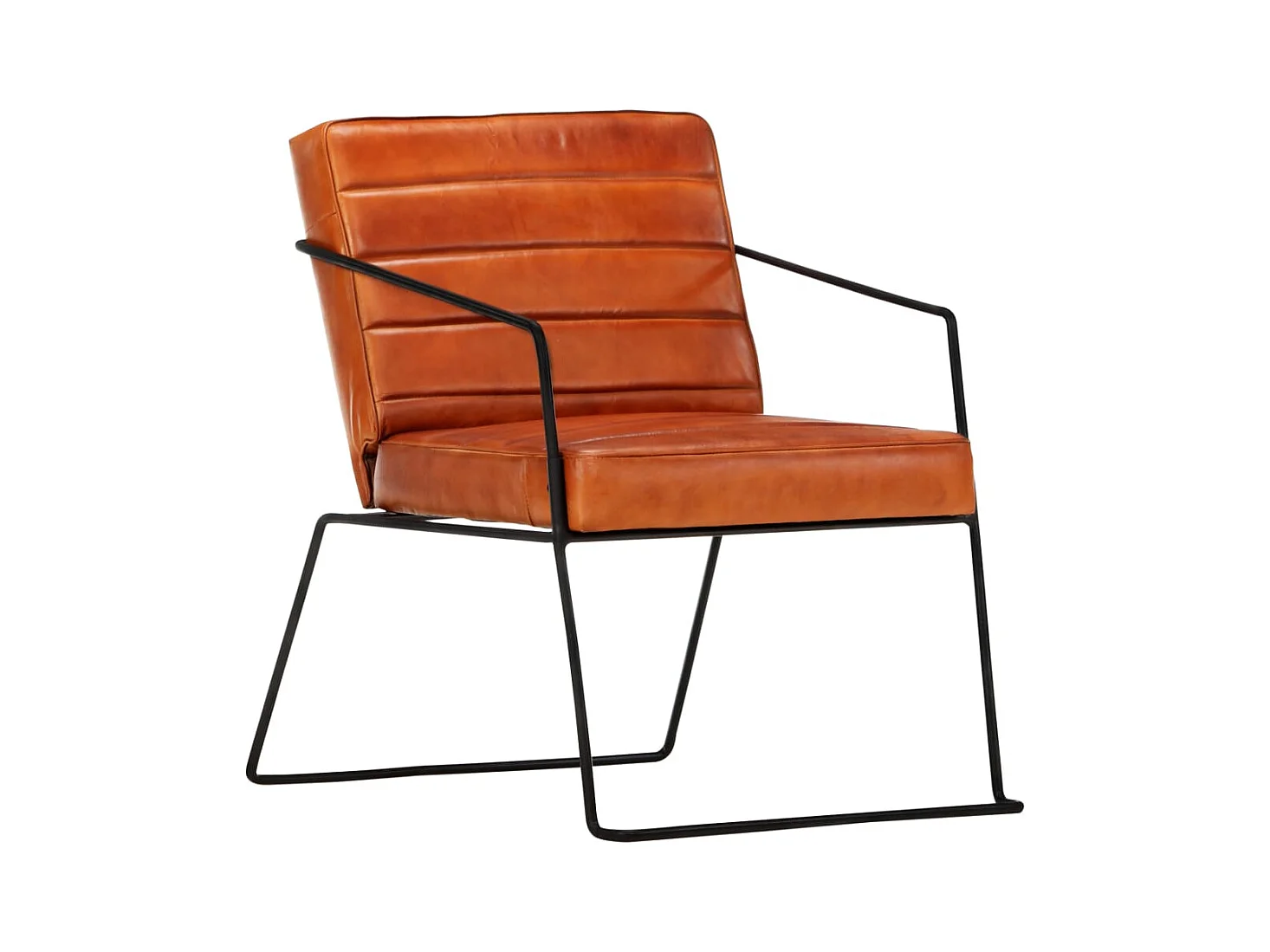 Sillón de cuero auténtico marrón canela