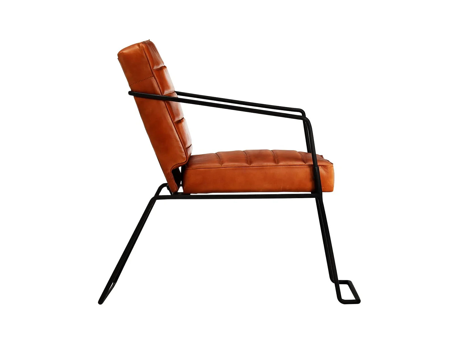 Sillón de cuero auténtico marrón canela