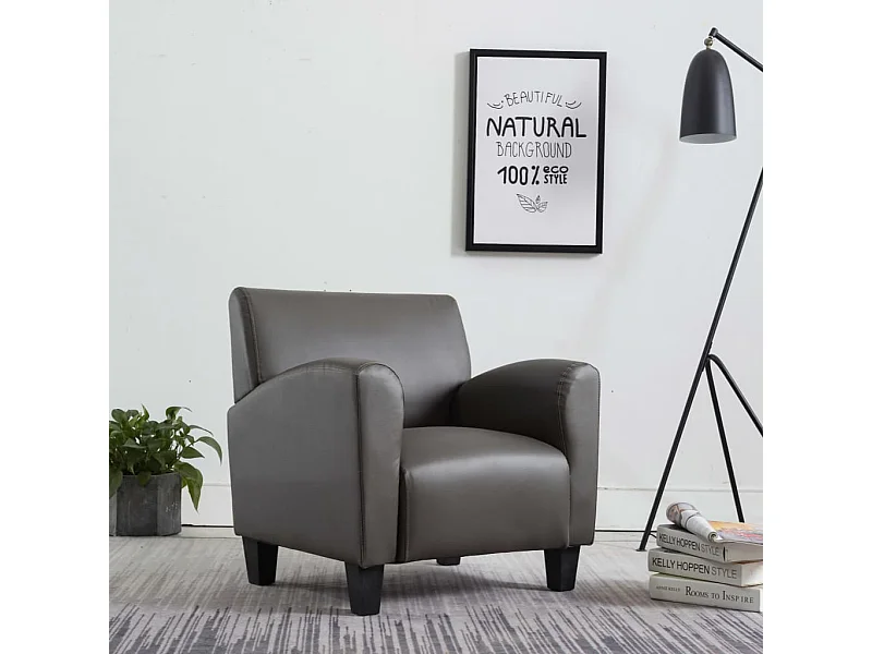 Sillón de cuero sintético gris