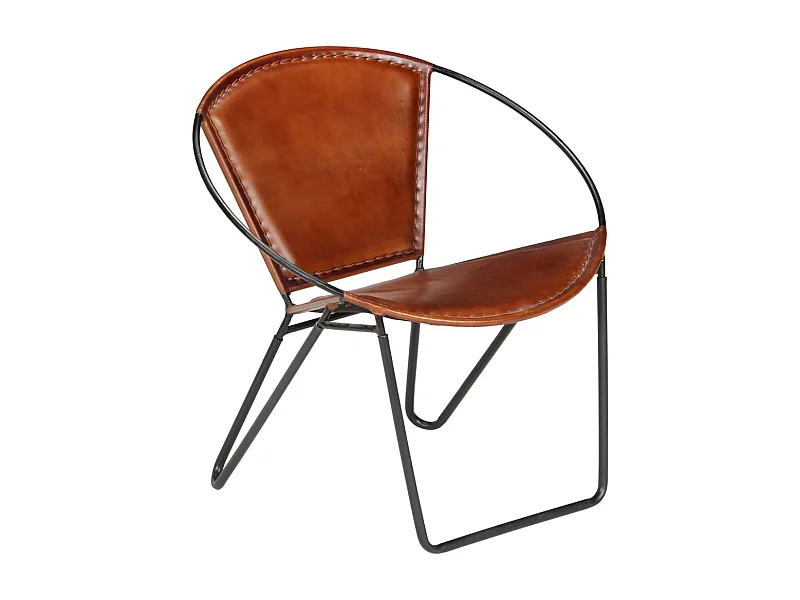 Fauteuil Marron Cuir véritable