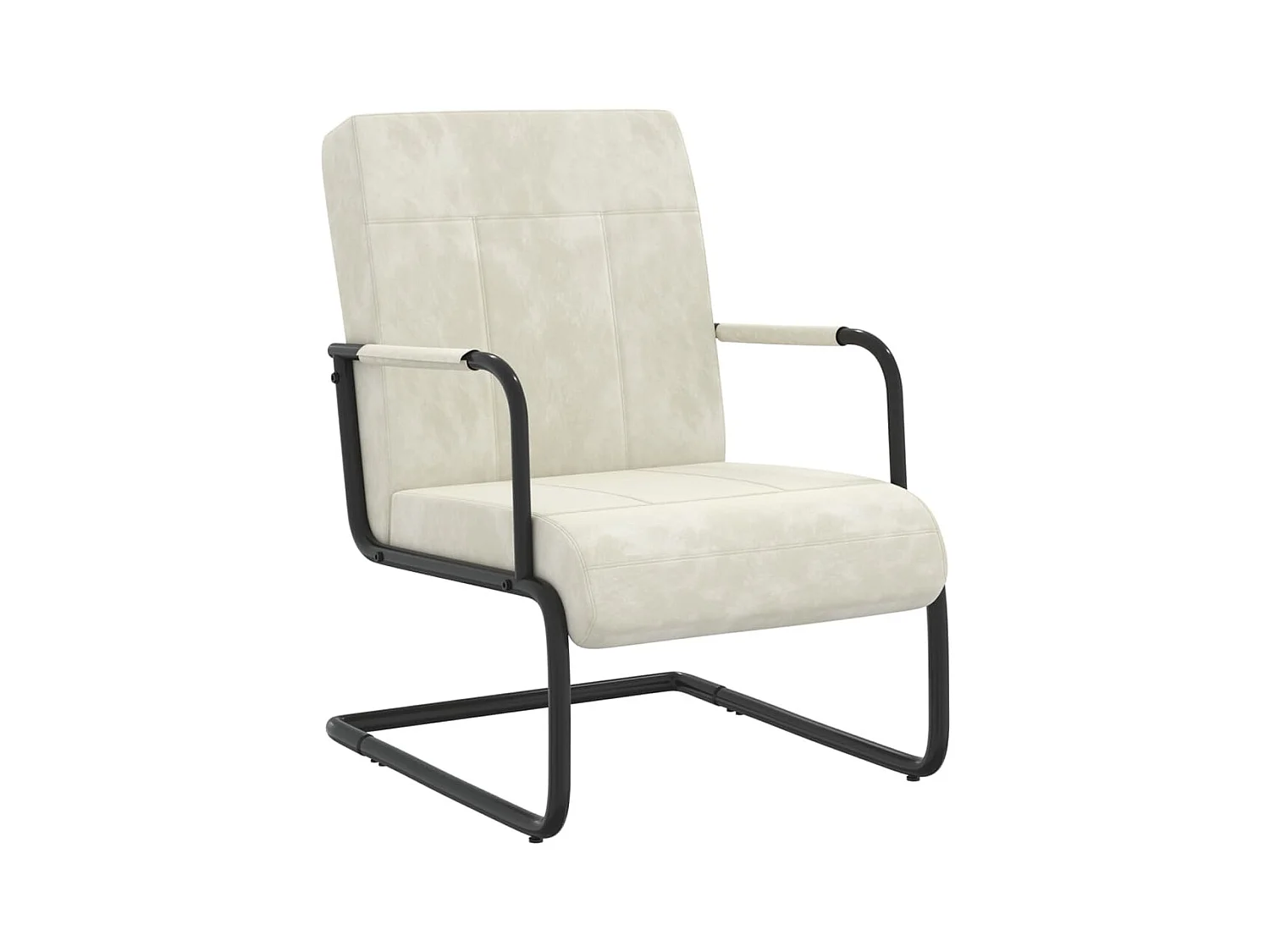 Fauteuil cantilever Blanc crème Velours
