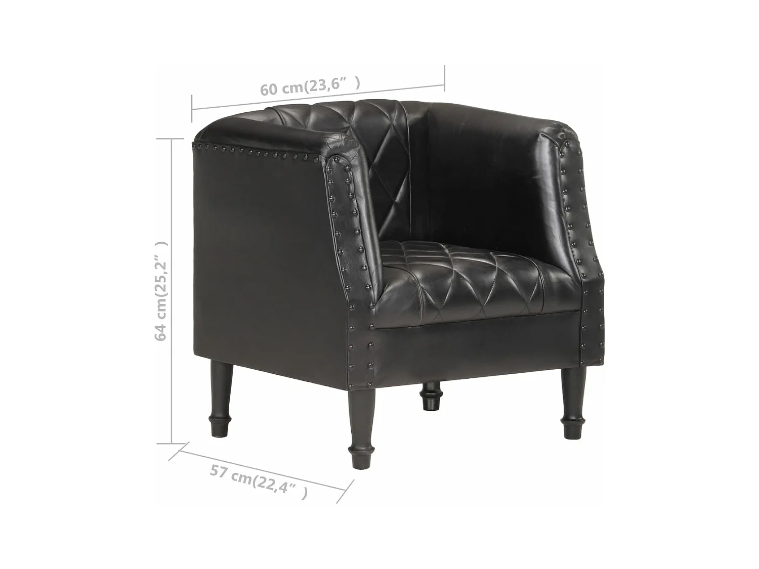 Fauteuil Noir Cuir véritable de chèvre