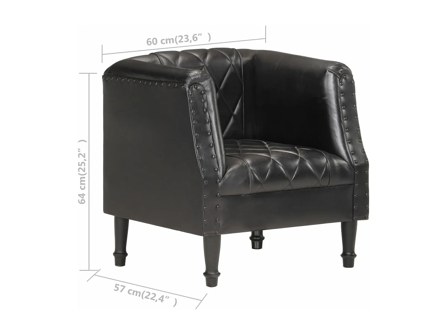 Fauteuil Noir Cuir véritable de chèvre