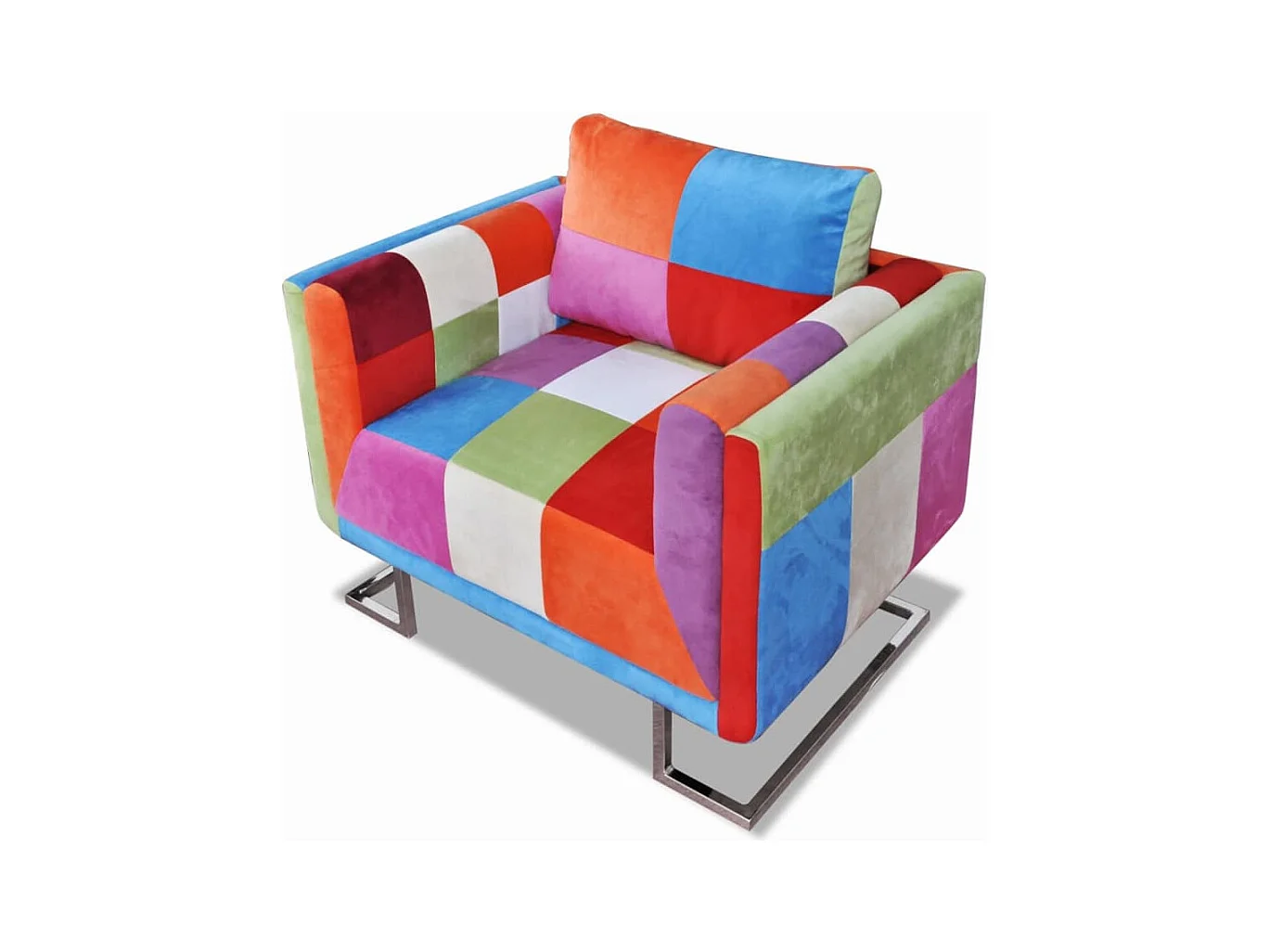 Fauteuil cube avec design de patchwork Chrome Tissu