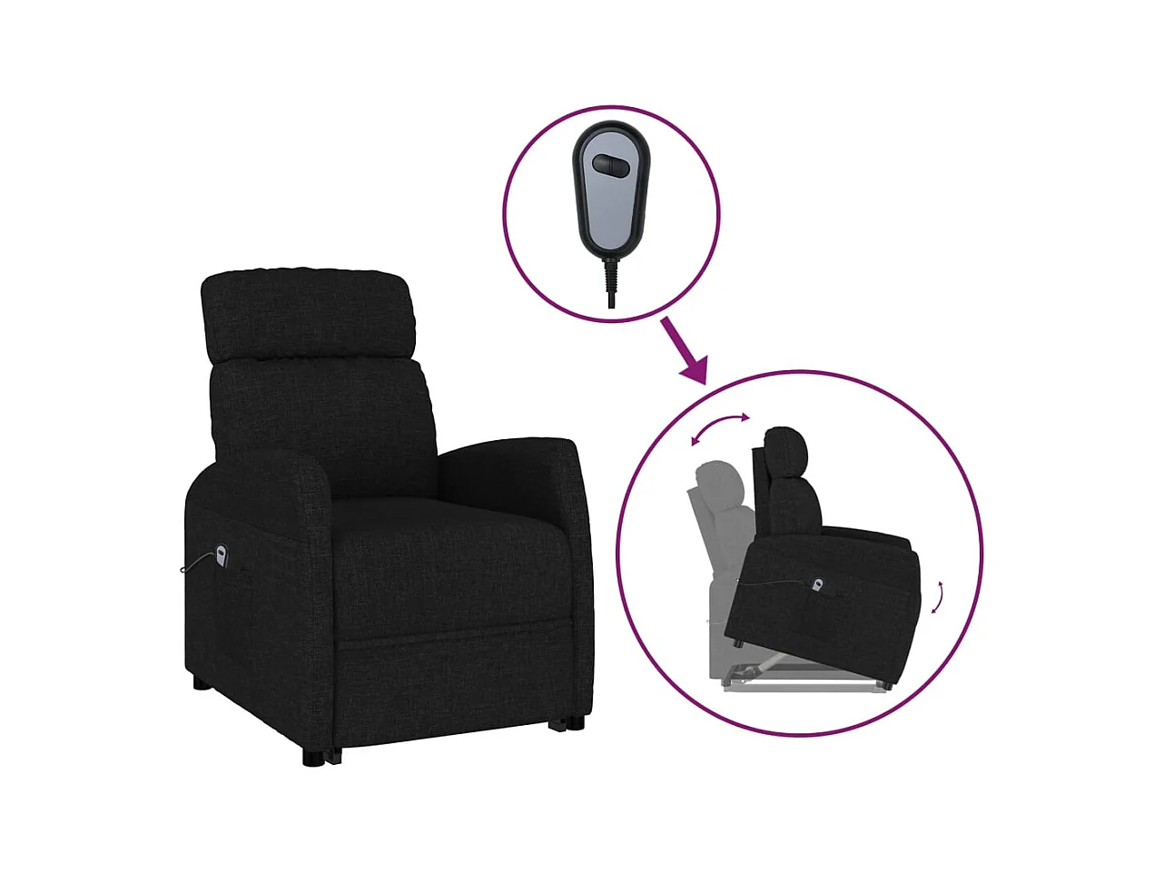 Sillón elevable tela negro