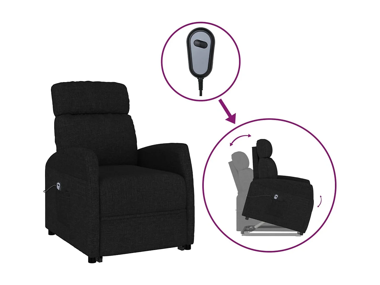 Sillón elevable tela negro