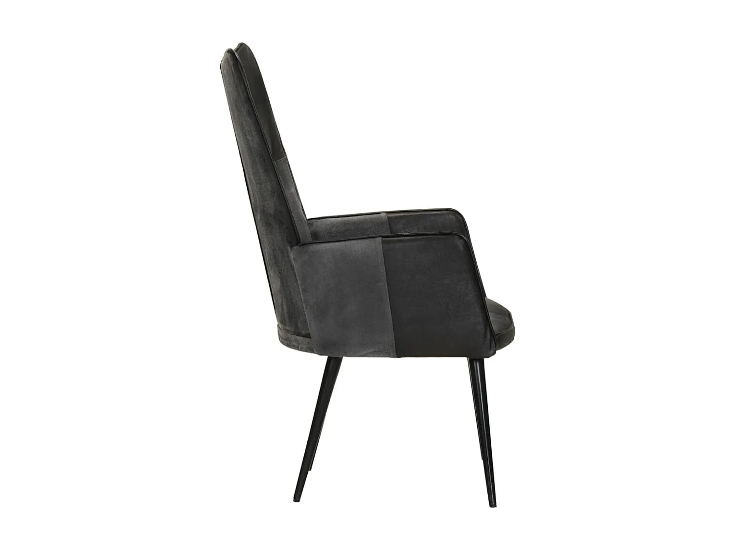 Fauteuil à oreilles Noir et gris Cuir véritable
