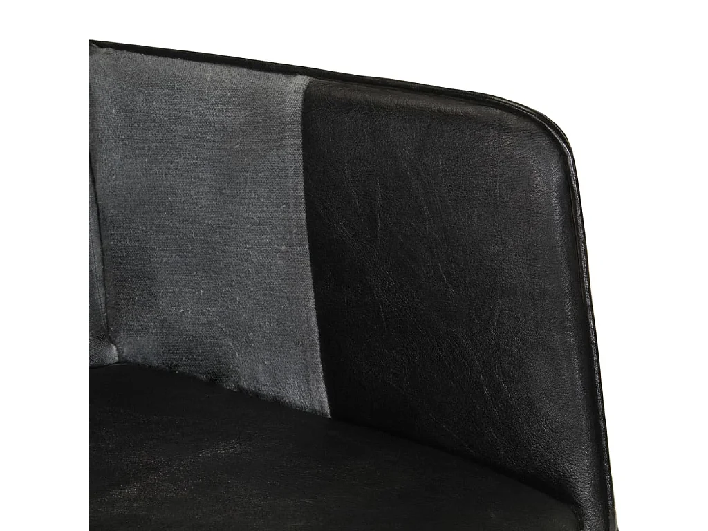 Fauteuil à oreilles Noir et gris Cuir véritable