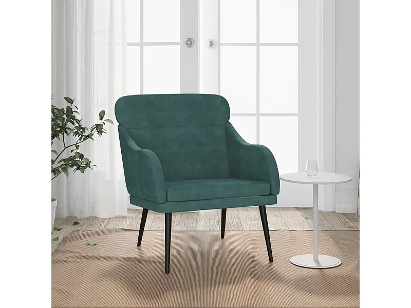 Cadeira c/ apoio de braços 63x76x80 cm veludo verde-escuro