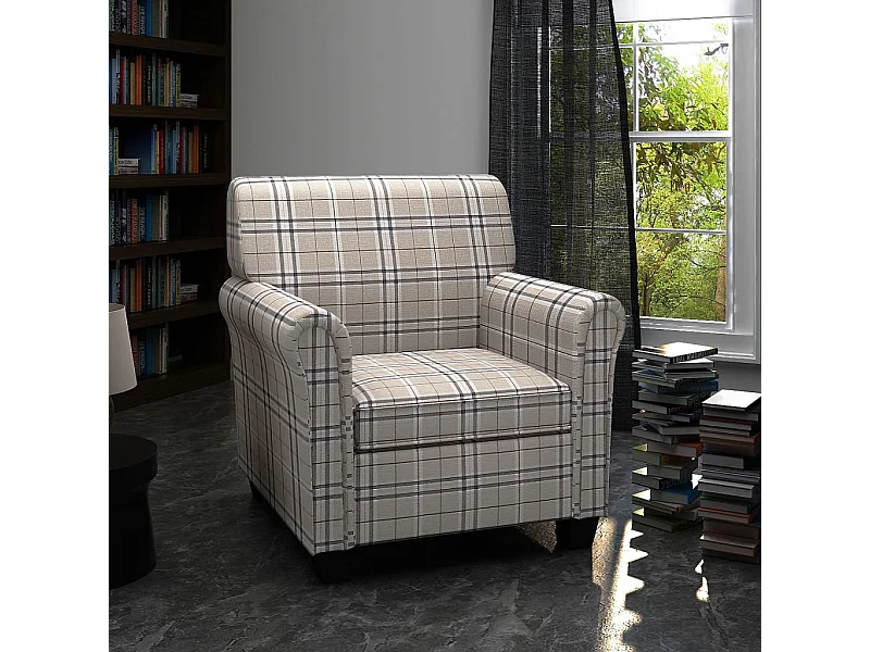Fauteuil avec coussin Crème Tissu