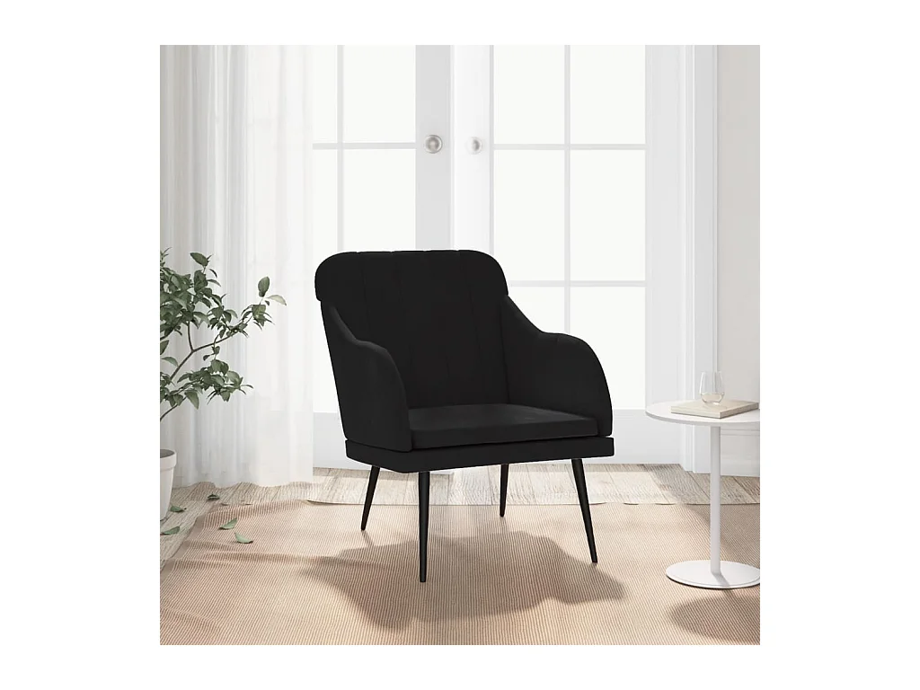 Sillón de terciopelo negro 63x76x80 cm