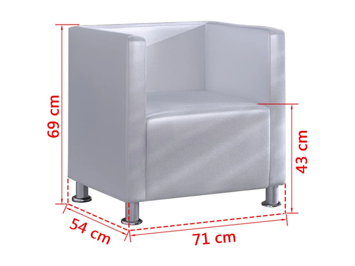 Sillón en forma de cubo de cuero sintético blanco
