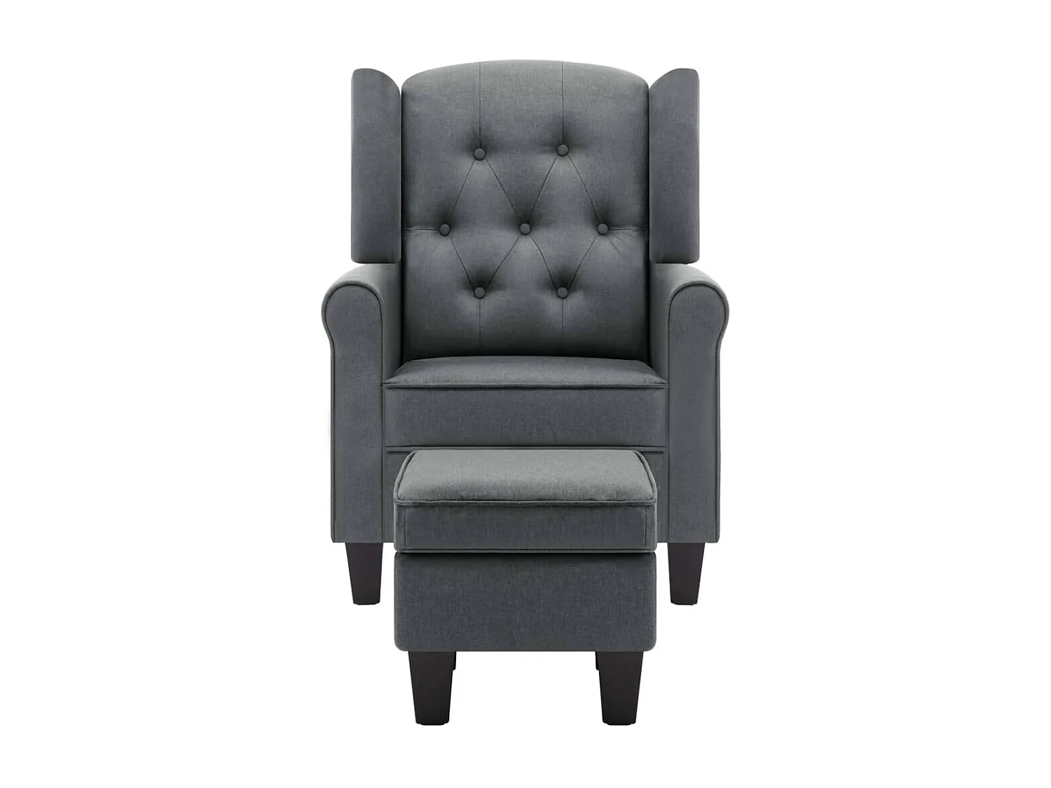 Sillón con taburete reposapiés tela gris claro