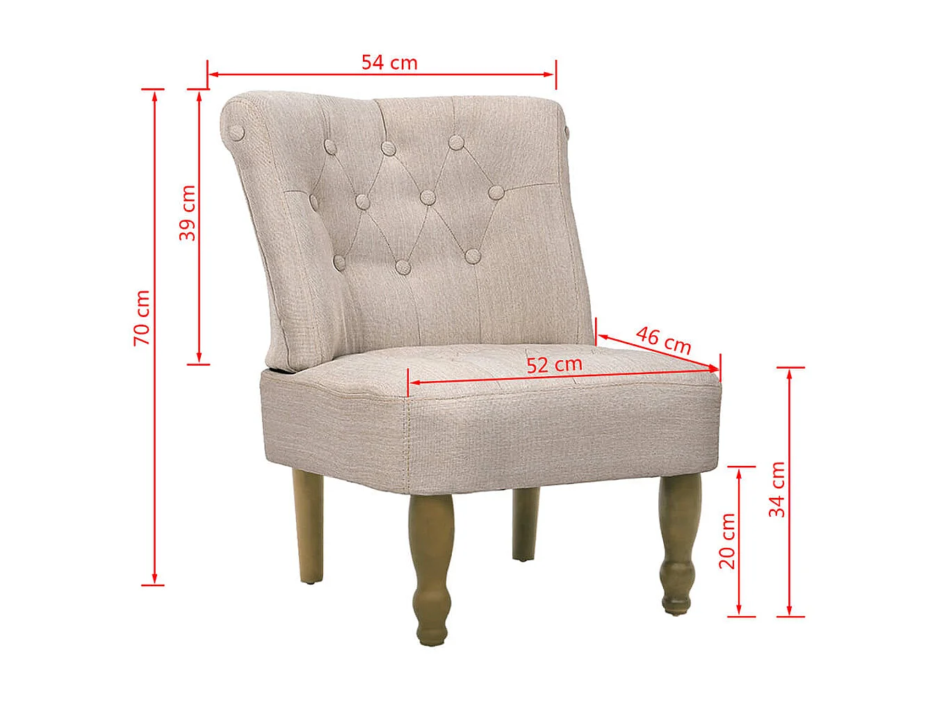 Fauteuil de style France Crème Tissu