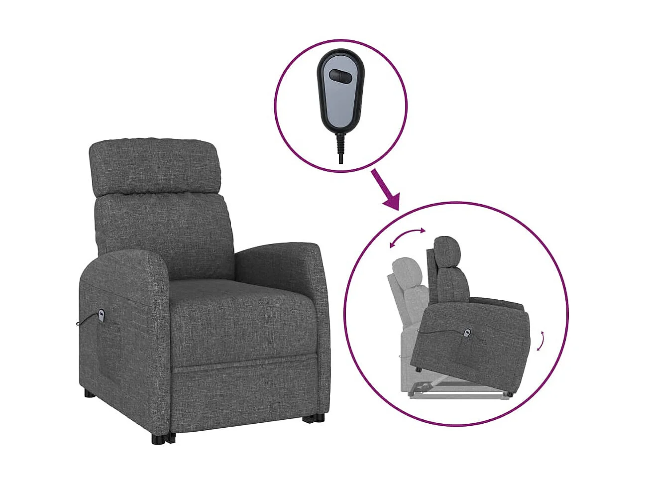 Sillón elevable tela gris oscuro