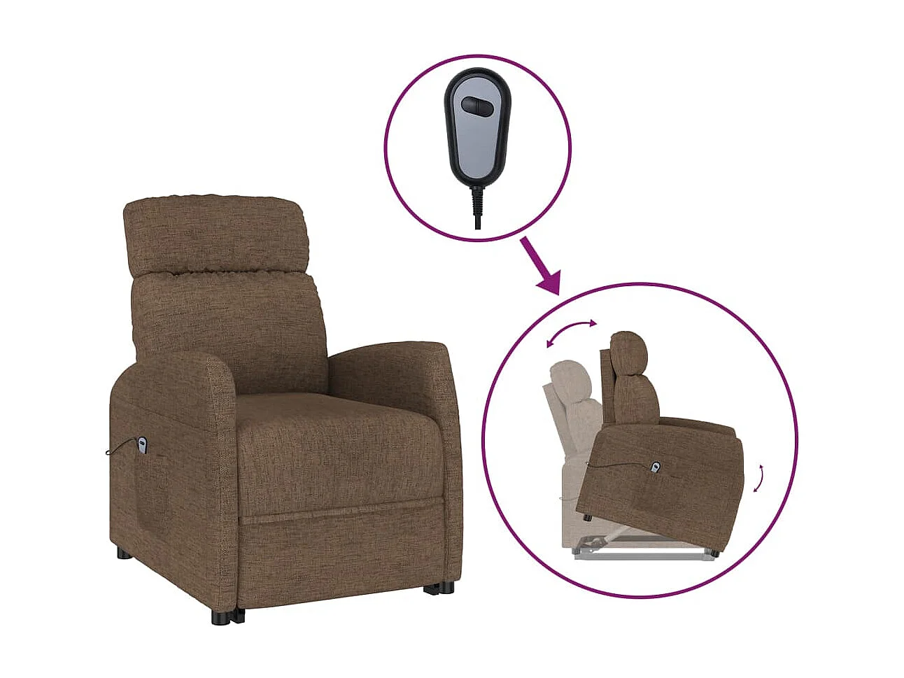 Poltrona elevatória tecido castanho