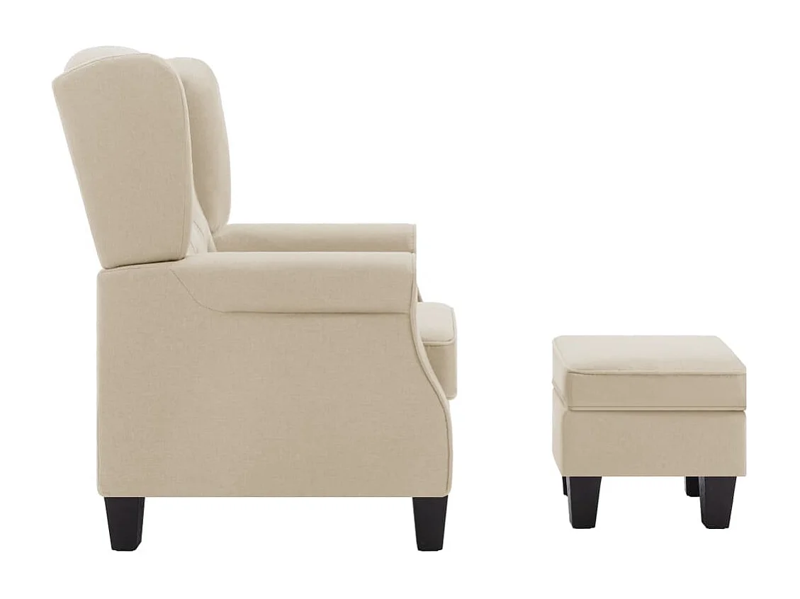 Fauteuil avec repose-pied Crème Tissu