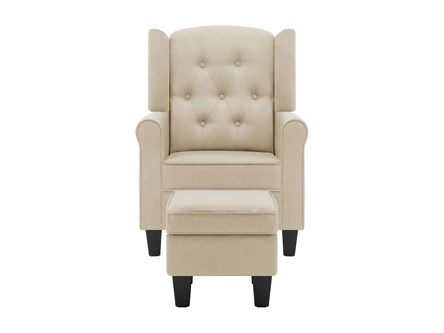 Fauteuil avec repose-pied Crème Tissu