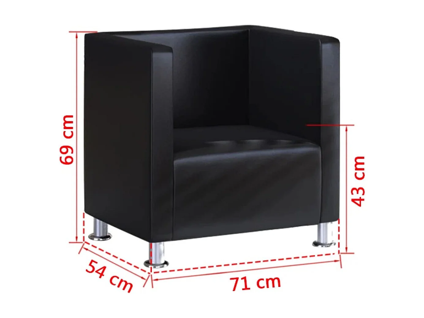 Fauteuil cube noir similicuir