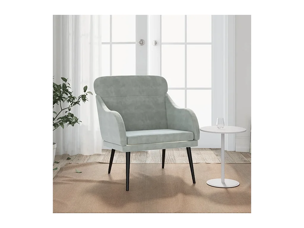 Fauteuil Gris clair 63x76x80 cm Velours