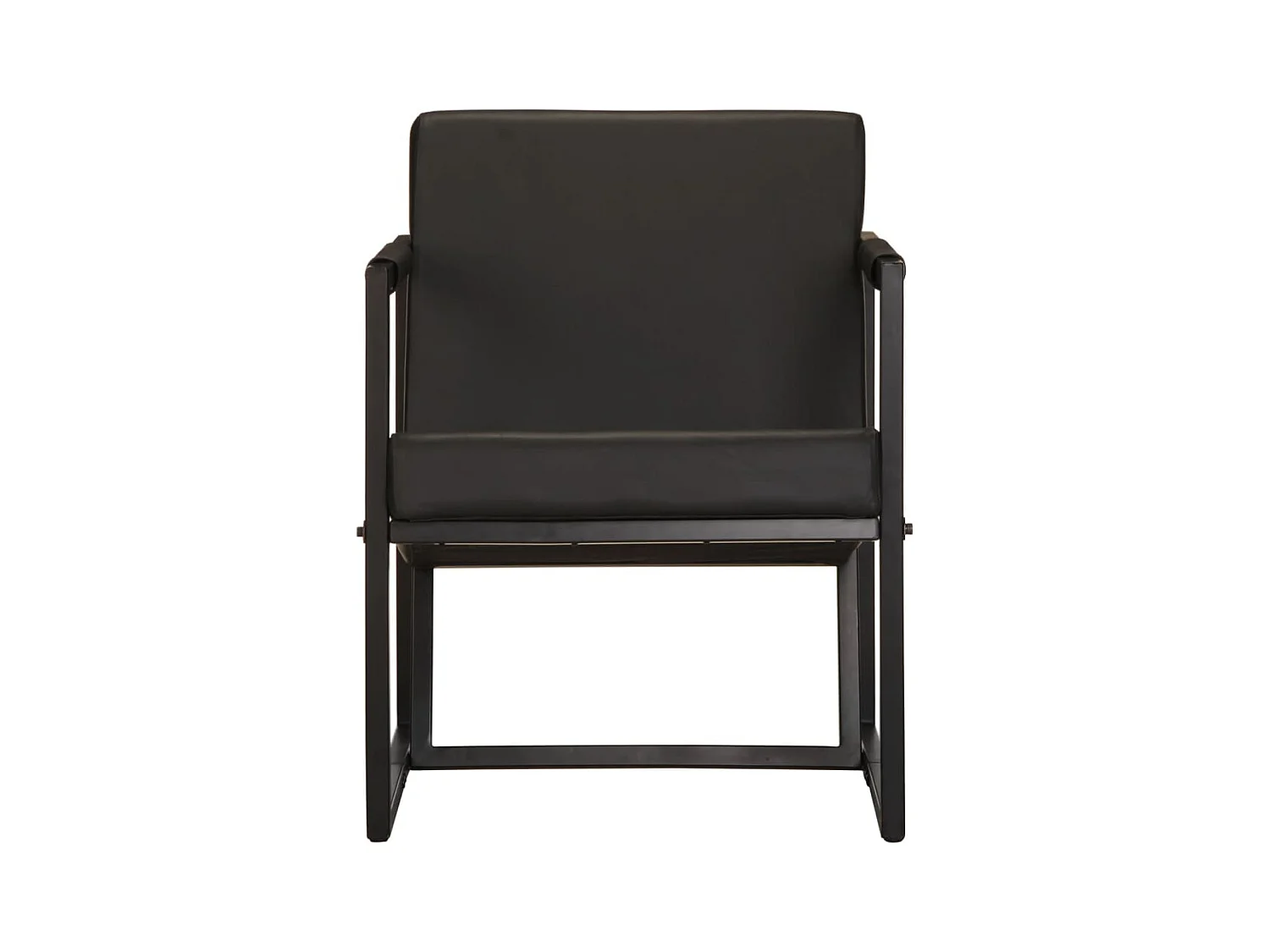 Fauteuil echt leer zwart