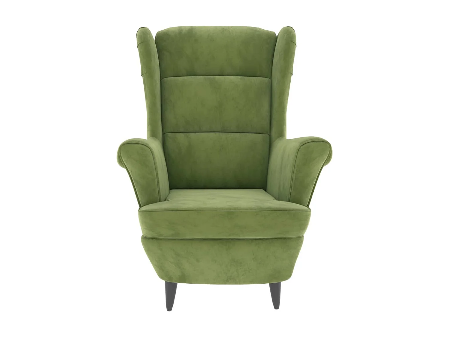 Sillón orejero y taburete de terciopelo verde claro