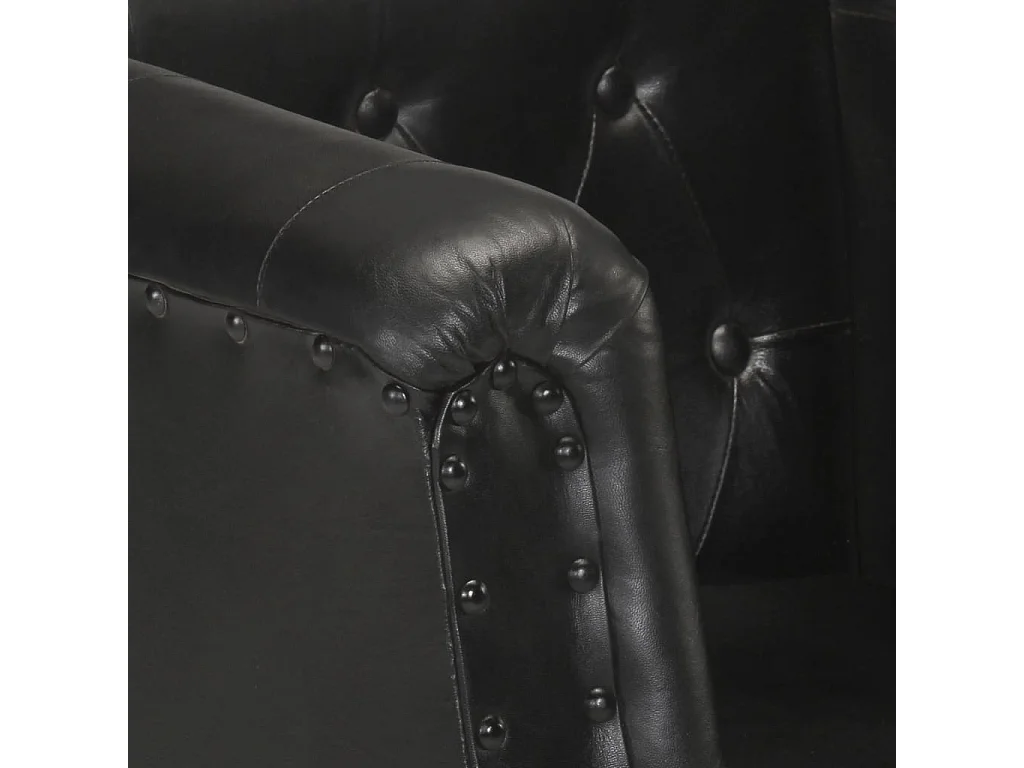 Fauteuil echt leer zwart