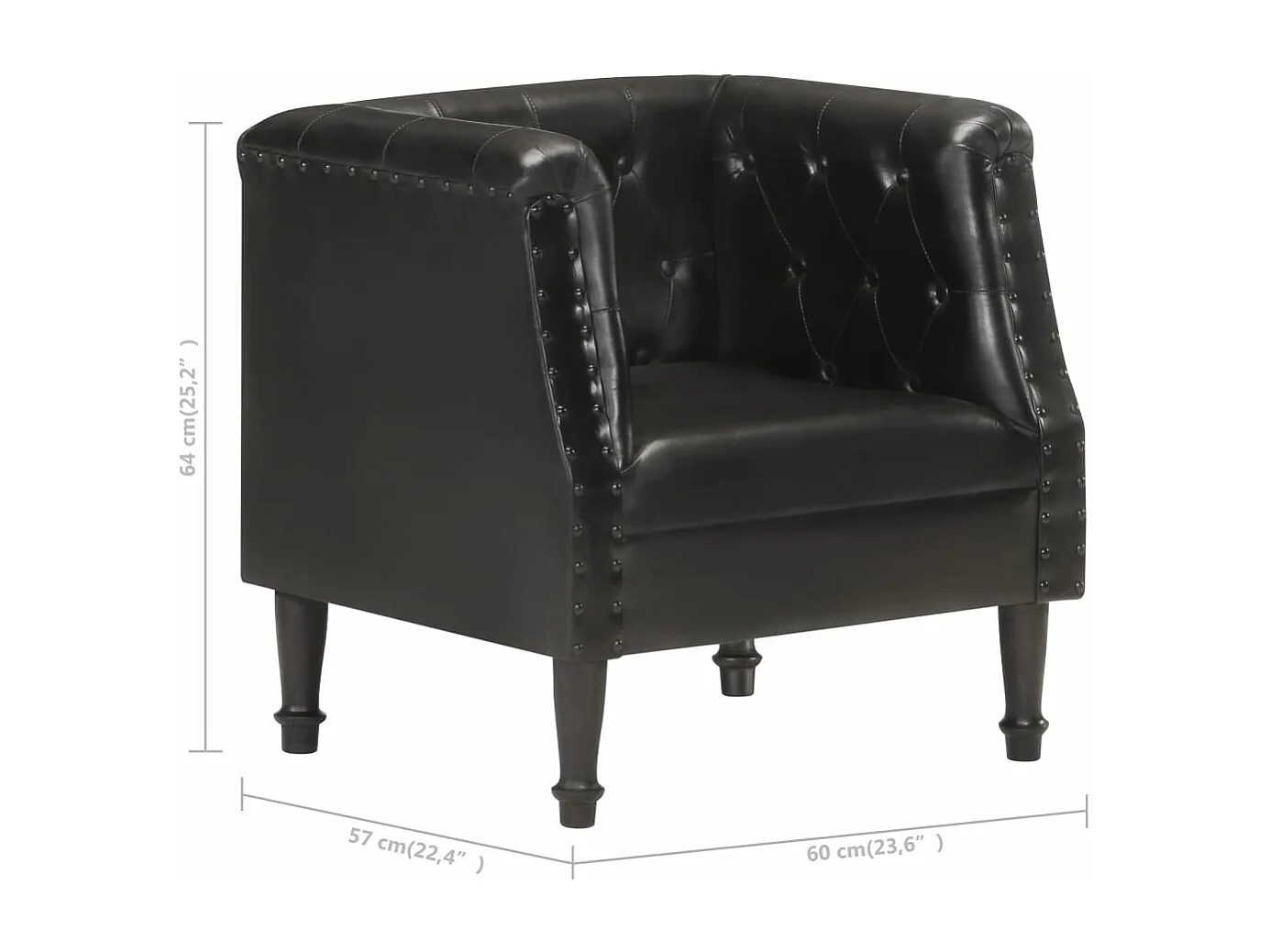 Fauteuil echt leer zwart