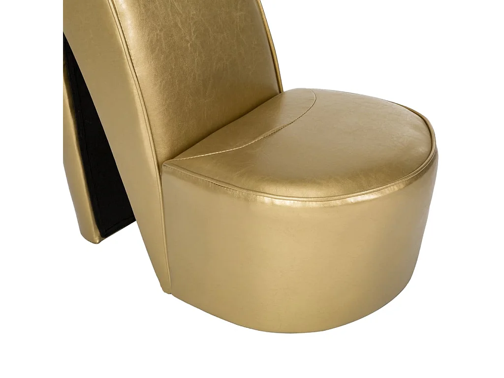 Cadeira estilo sapato de salto alto couro artificial dourado