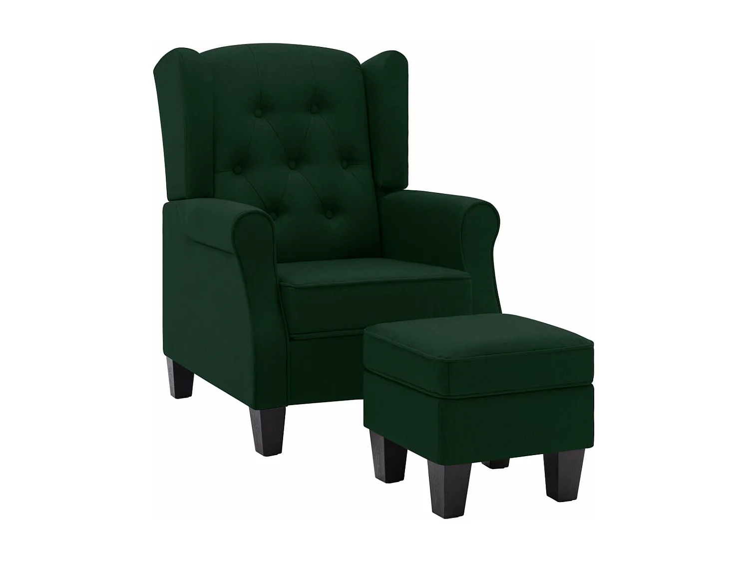 Fauteuil avec repose-pied Vert foncé Tissu