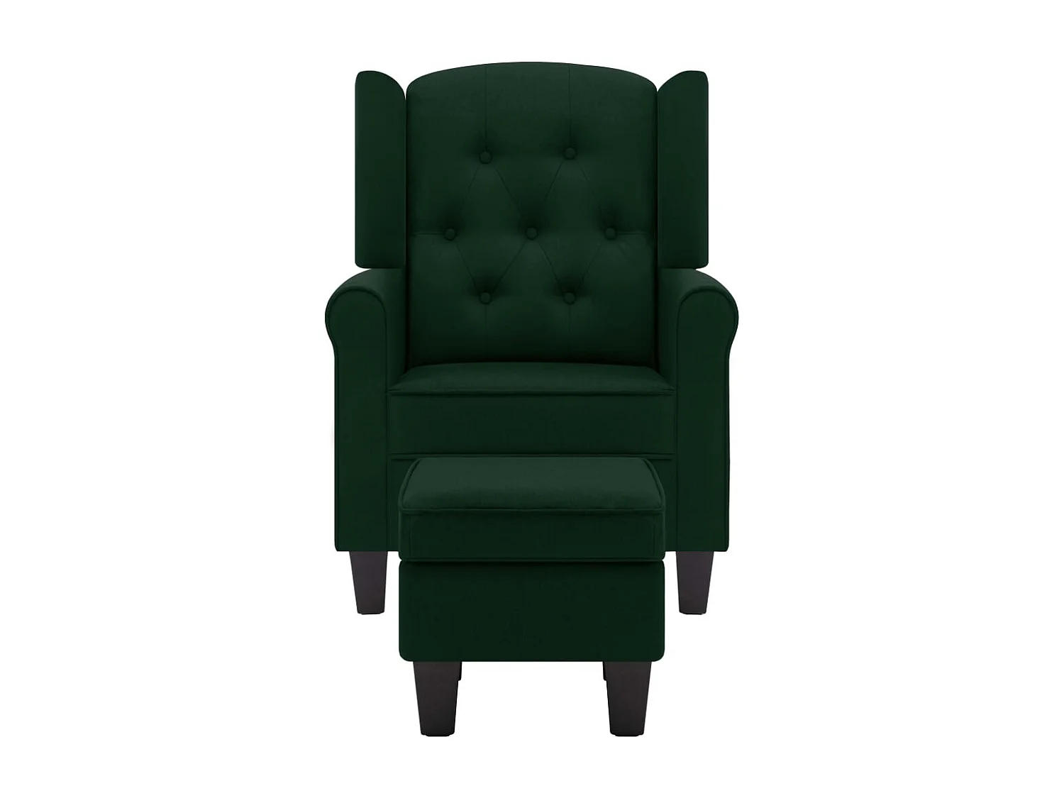 Fauteuil avec repose-pied Vert foncé Tissu