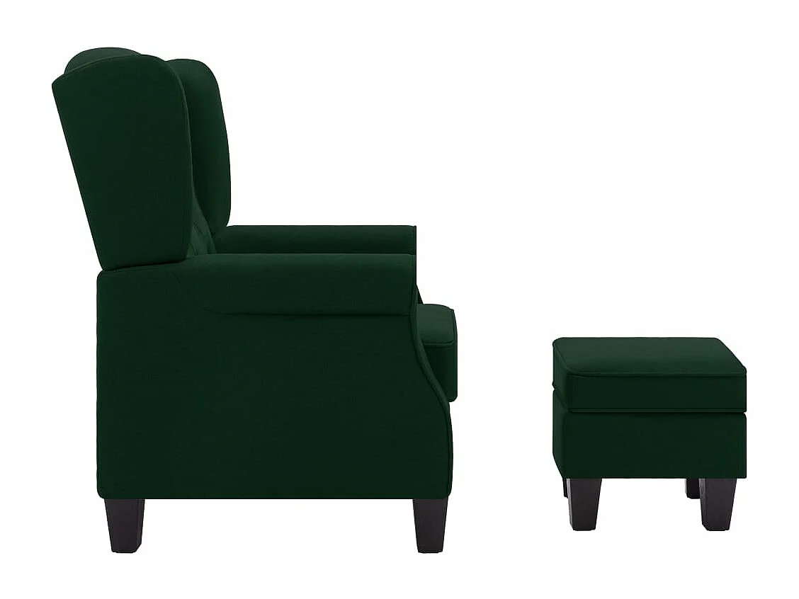 Fauteuil avec repose-pied Vert foncé Tissu