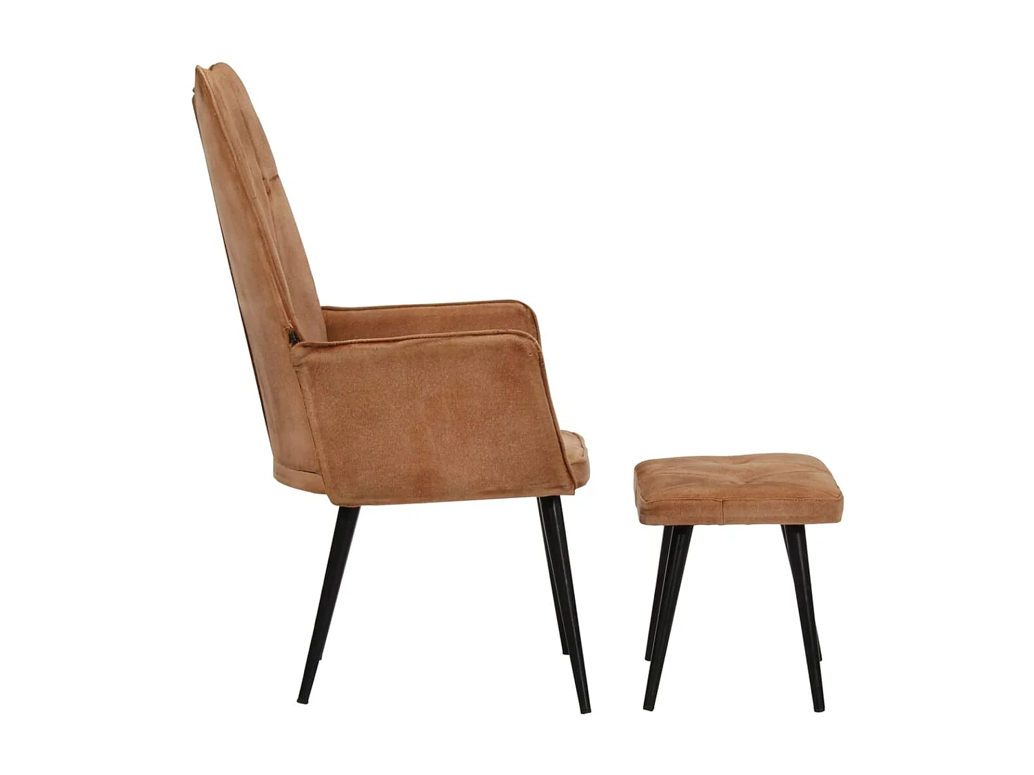 Fauteuil à oreilles avec repose-pied Marron Toile