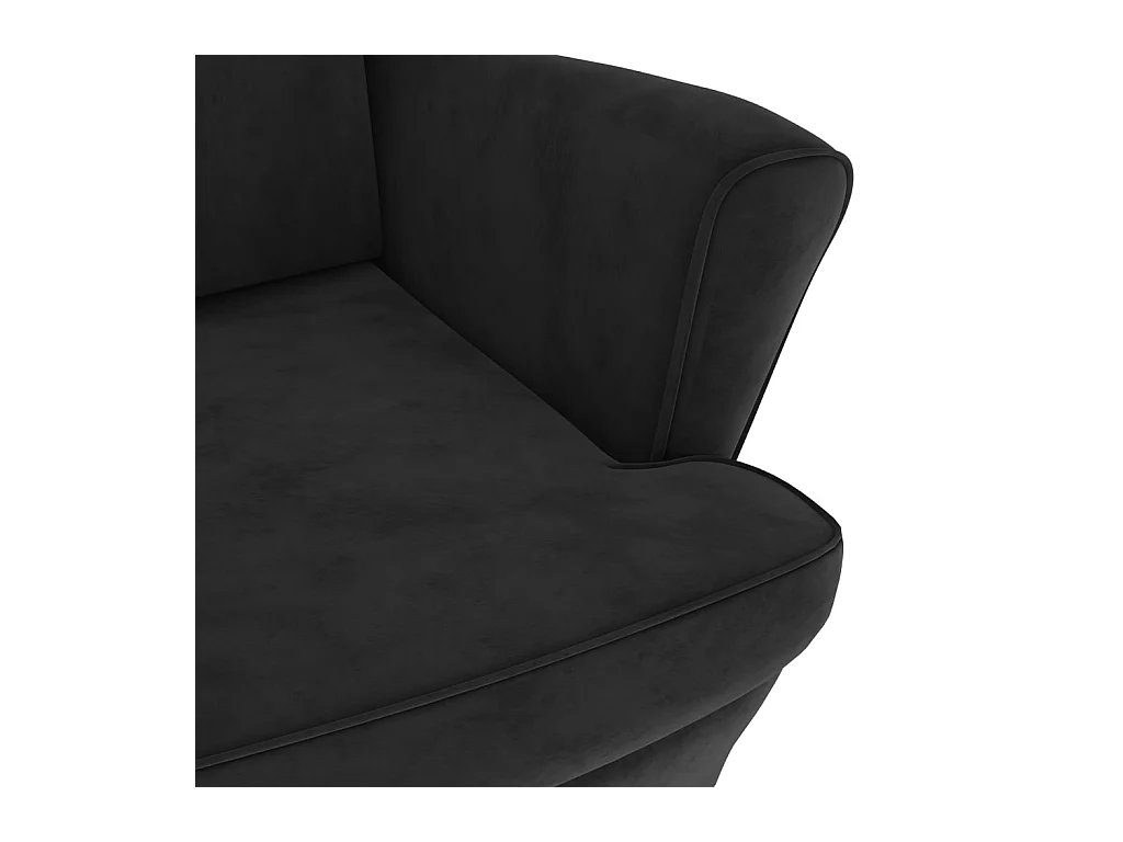 Fauteuil à oreilles avec tabouret noir velours