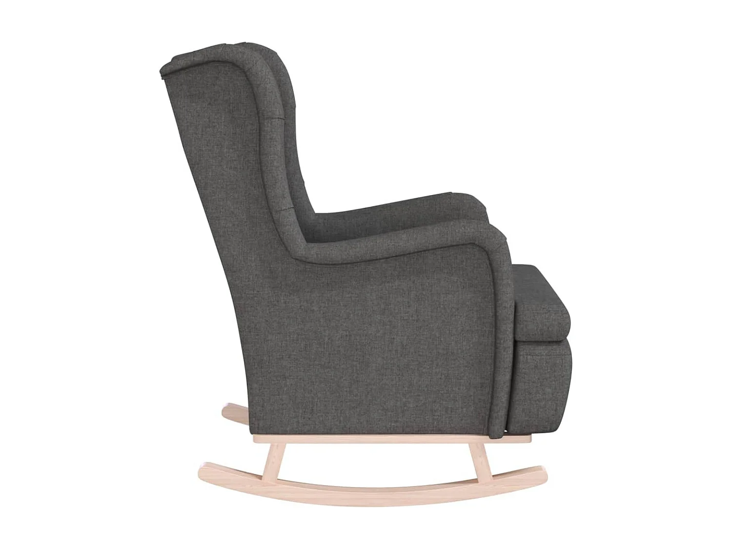 Fauteuil avec pieds à bascule en bois d'hévéa Gris foncé Tissu