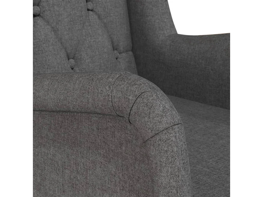 Fauteuil avec pieds à bascule en bois d'hévéa Gris foncé Tissu