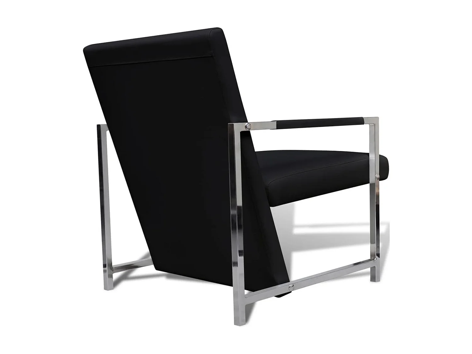 Fauteuil avec pieds chromés Noir Similicuir