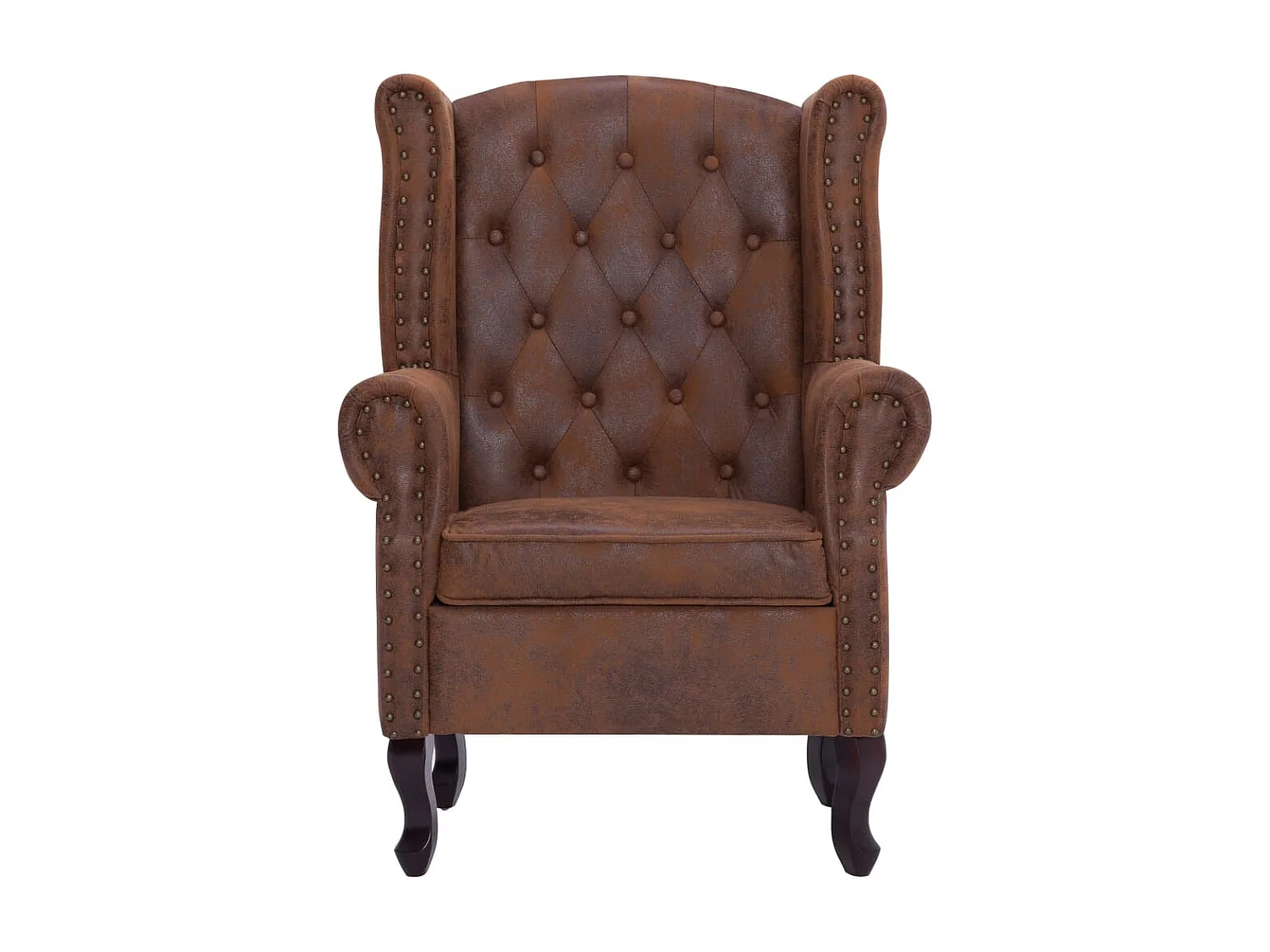 Fauteuil en voetenbank Chesterfield-stijl kunstsuède bruin